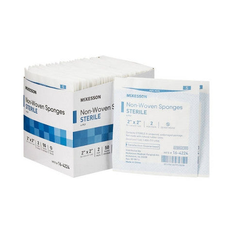 McKesson, NonWoven Sponge McKesson Polyester / Rayon 4-Ply 2 X 2 Inch Square Sterile, Box Of 50 McKesson