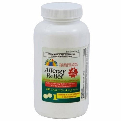 Sunmark, Allergy Relief McKesson Brand 4 mg Strength Tablet 100 per Bottle, 100 Tablets Sunmark