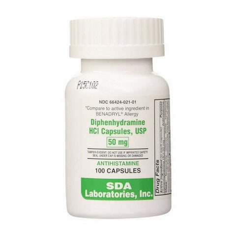 SDA Labs, Diphenhydramine HCL, 50 Mg, 100 Caps SDA Labs
