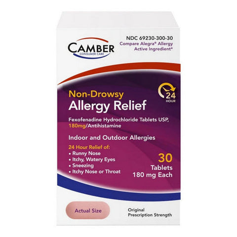 Camber, Non-Drowsy Fexofenadine Antihistamine Allergy Relief, 180 Mg, 30 Count Camber
