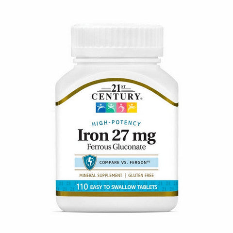 21st Century, High-Potency Iron, 27 Mg, 110 Tabs 21st Century