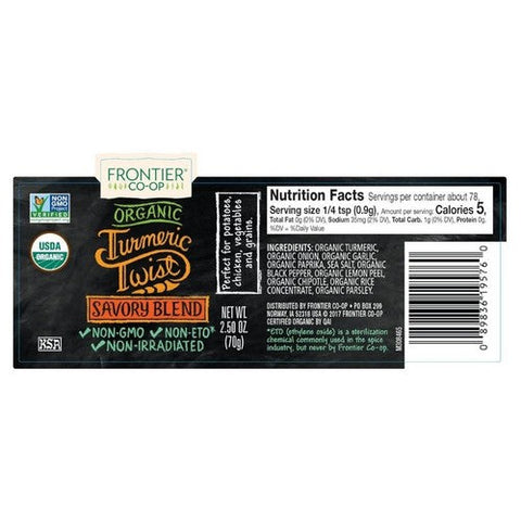 Frontier Coop, Organic Turmeric Twist, Savory Blend 2.5 Oz Frontier Coop
