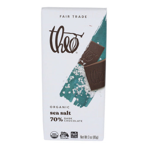 Theo Chocolate, Organic Dark Chocolate Bar Sea Salt, 3 Oz(Case Of 12) Theo Chocolate