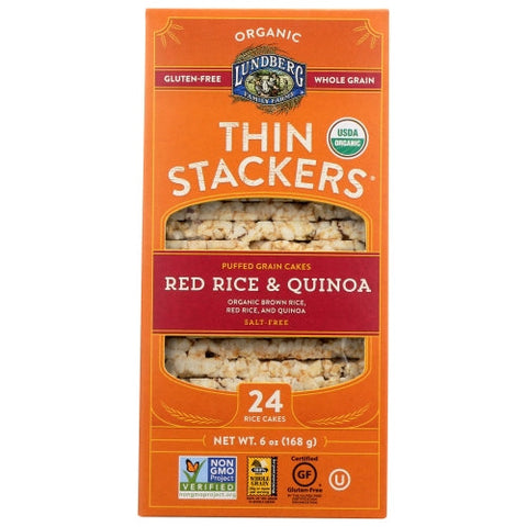 Lundberg, Thin Stackers Red Rice And Quinoa Salt Free, 6 Oz(Case Of 6) Lundberg