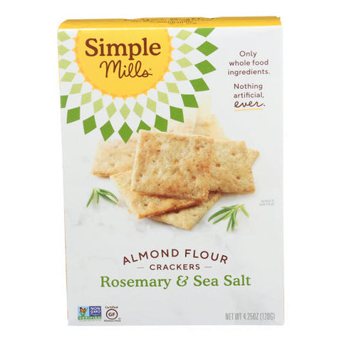 Simple Mills, Almond Flour Crackers Gluten Free Rosemary And Sea Salt, 4.25 Oz(Case Of 6) Simple Mills