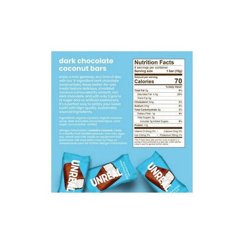 Unreal, Dark Chocolate Coconut Bars, 4.2 Oz(Case Of 6) Unreal