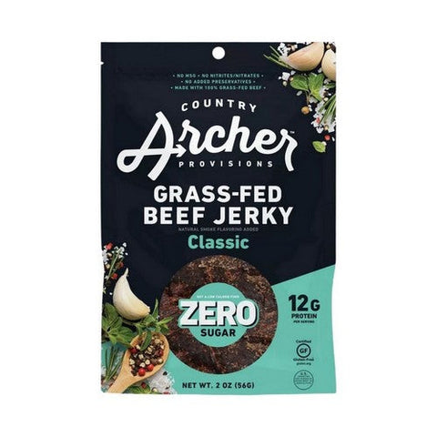 Country Archer, Grass-Fed Zero Sugar Beef Jerky Classic, 2 Oz(Case Of 12) Country Archer