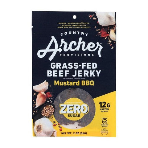 Country Archer, Grass-Fed Zero Sugar Beef Jerky Mustard Bbq, 2 Oz(Case Of 12) Country Archer