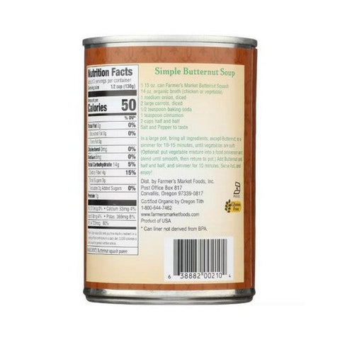 Farmers Market Foods, Organic Butternut Squash, 15 Oz(Case Of 12) Farmers Market Foods