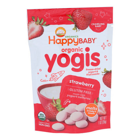 Happy Baby Food, Organic Yogis Yogurt Strawberry, 1 Oz(Case Of 8) Happy Baby Food