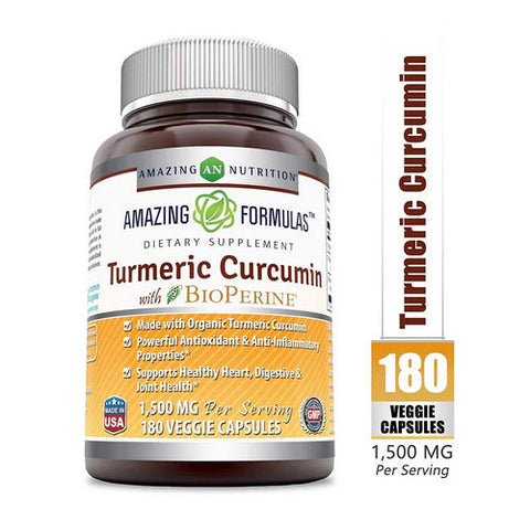 Amazing Nutrition, Amazing Formulas Turmeric Curcumin BioPerine, 1500 mg, 180 Veg Caps Amazing Nutrition