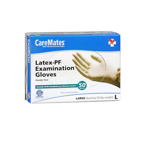 Caremates, Latex-Pf Examination Gloves Large, 50 Each Caremates