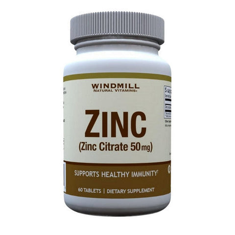 Windmill Health, Zinc Citrate, 50 Mg, 60 Tabs Windmill Health