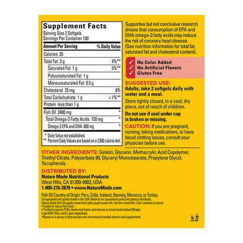 Nature Made, Fish Oil Burp-Less, 1200 Mg, 200 Softgels
