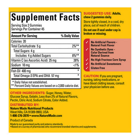 Nature Made, Fish Oil Gummies Orange, 111 Mg, 90 Gummies