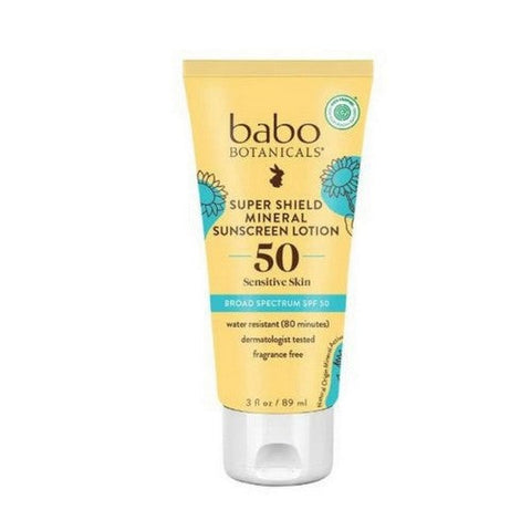 Babo Botanicals, Super Shield Mineral Sunscreen Lotion Spf 50, 3 Oz Babo Botanicals