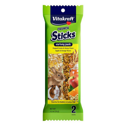 Vitakraft, Crunch Sticks Rabbit & Guinea Pig Treats Variety Pack - Popped Grains & Apple, 2 Pack Vitakraft