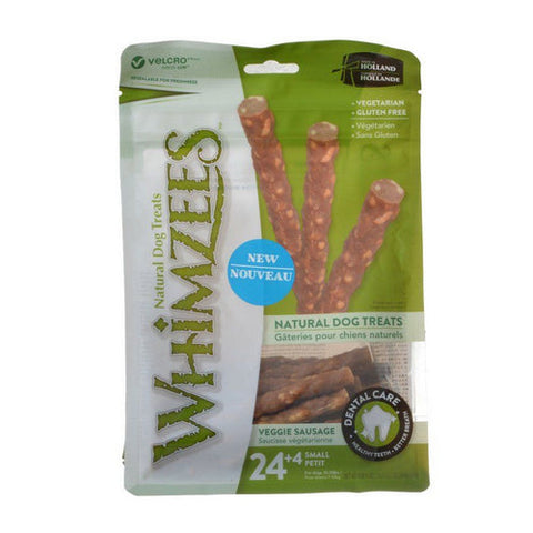 Natural Dog Treats - Veggie Sausage Sticks Small - 28 Pack - (Dogs 15-25 lbs) by Whimzees