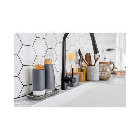 Full Circle Home, Opera Glass Liquid Soap Dispenser, Grey 12 Oz Full Circle Home
