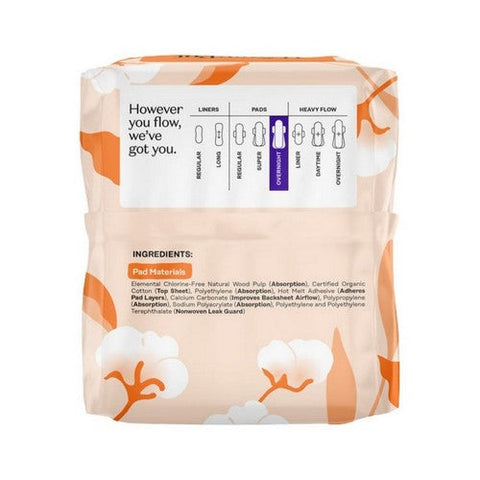 The Honey Pot, Cotton Comfort Pads Overnight, 12 Count