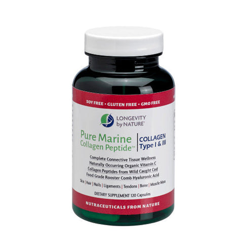 Longevity by Nature, Pure Marine Collagen Peptide Type I & III, 120 Caps Longevity by Nature