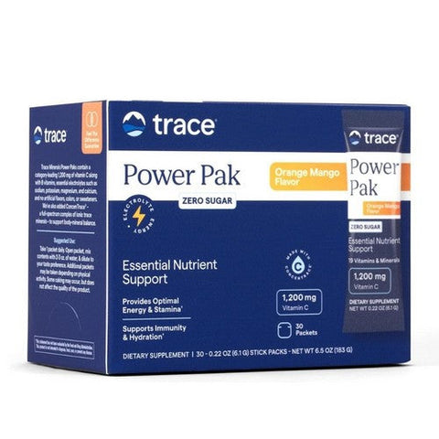 Trace Minerals, Power Pak Zero Sugar Orange Mango, 30 Packets Trace Minerals