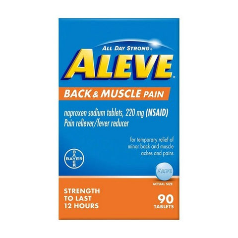 Back & Muscle Pain Naproxen Sodium Pain Reliever Fever Reducer Tablets 90 Tabs by Aleve