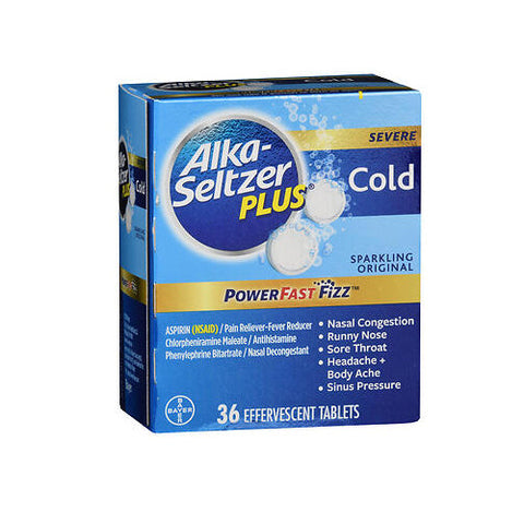 Alka-Seltzer, Severe Cold Powerfast Fizz Effervescent Sparkling Original, 36 Tabs Alka-Seltzer