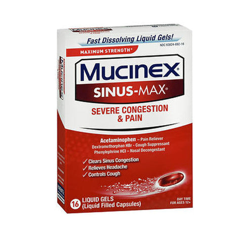 Mucinex, Sinus-Max Severe Congestion and Pain, 16 Caplets Mucinex