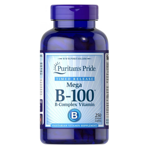 Puritan's Pride, Vitamin B-100 Complex Timed Release, 250 Caplets Puritan's Pride