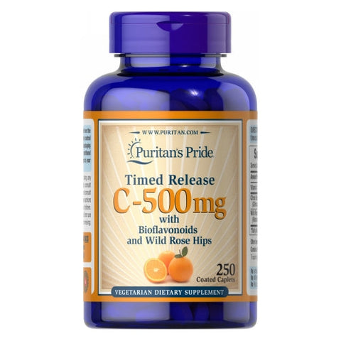 Puritan's Pride, Vitamin C-500 mg with Rose Hips Time Release, 250 Caplets Puritan's Pride