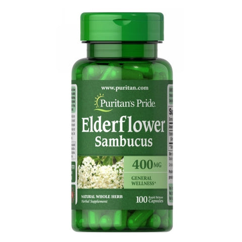 Puritan's Pride, Elderflower Sambucus, 400 mg, 100 Capsules Puritan's Pride