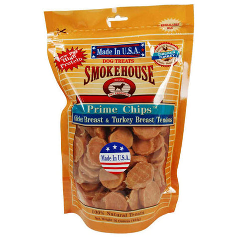 Smokehouse, Prime Chips Dog Treats Chicken Turkey, Chicken & Turkey, 1 Each/16 Oz Smokehouse