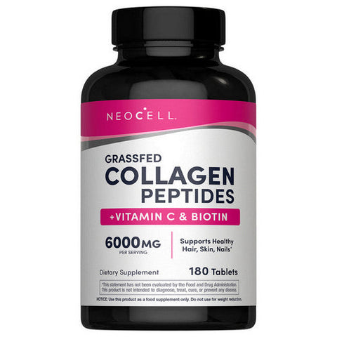 Neocell Laboratories, Grass-Fed Collagen Peptides Plus Vitamin C And Biotin, 180 Tablets Neocell Laboratories