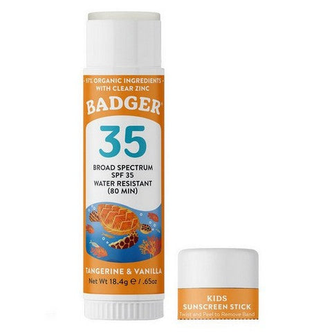 Badger Balm, SPF 35 Kids Mineral Sunscreen Face Stick, .65 Oz Badger Balm