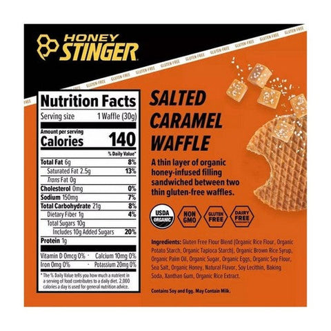 Honey Stinger, Organic Gluten-Free Salted Caramel Waffle, 1.06 Oz (Box Of 6) Honey Stinger