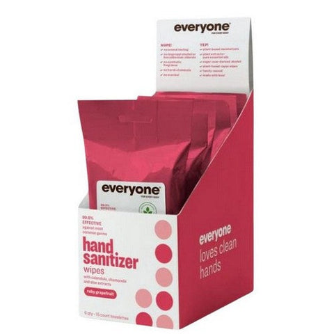 Everyone, Ruby Grapefruit Hand Sanitizer Wipes, 15 Count Everyone