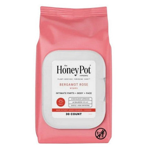 The Honey Pot, Pot Bergamot Rose Wipes, 30 Count The Honey Pot