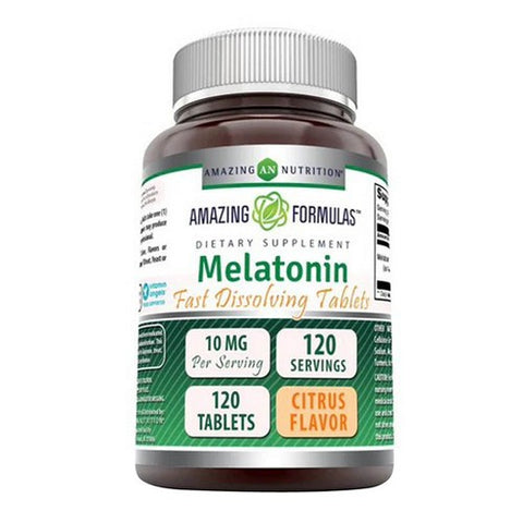 Amazing Nutrition, Amazing Formulas Melatonin Fast Dissolving Citrus, 10 mg, 120 Tabs Amazing Nutrition