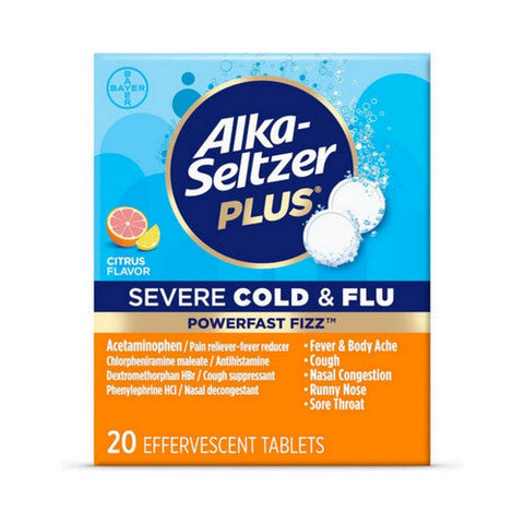 Alka-Seltzer, Plus Severe Cold & Flu Powerfast Fizz Effervescent Citrus, 20 Tabs Alka-Seltzer