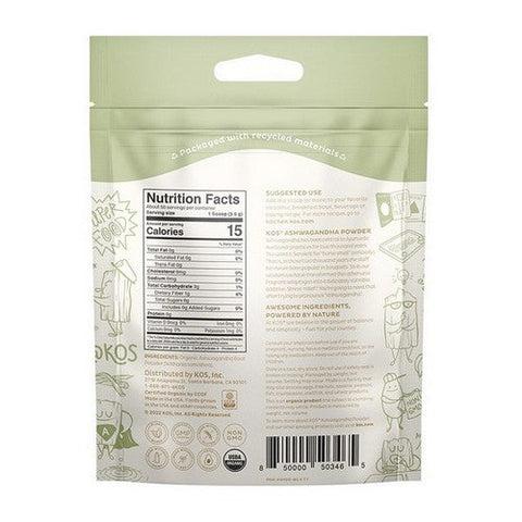 Kos, Organic Ashwagandha Powder, 6.17 Oz Kos