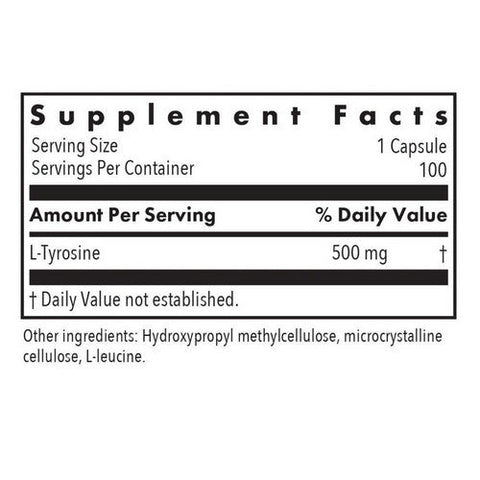 Nutricology/ Allergy Research Group, L-Tyrosine, 500 mg, 100 Veg Caps