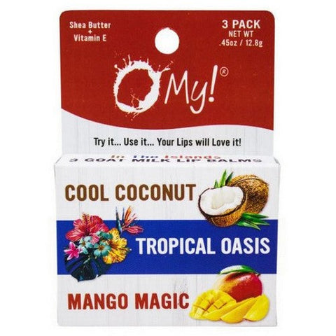 O MY!, Goat Milk Lip Balm In The Islands, 3 Count O MY!