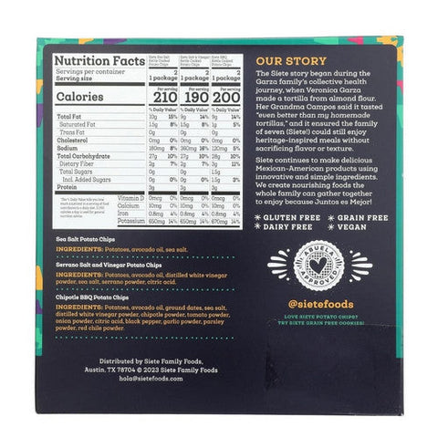 Siete, Potato Chip Variety Pack, 9 Oz (Case Of 3) Siete