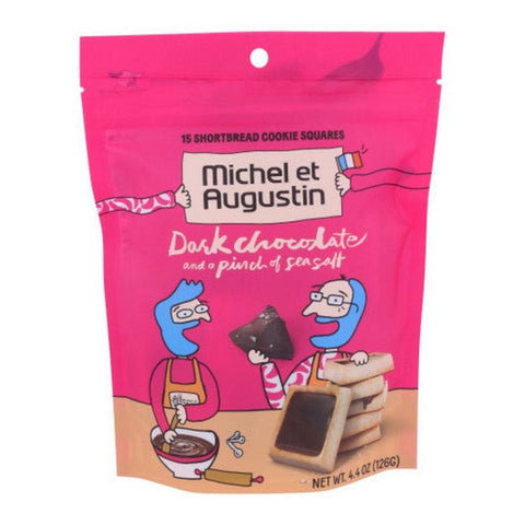 Michel Et Augustin, Dark Chocolate Squares Pinch Sea Salt Shortbread Cookie, 4.4 Oz(Case Of 6) Michel Et Augustin