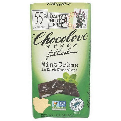 Chocolove, Mint Creme In Dark Chocolate, 3.2 Oz(Case Of 10) Chocolove