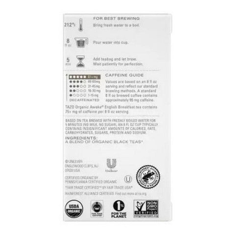 Tazo, Regenerative Organic Awake English Breakfast Tea, 16 Bags (Case Of 6) Tazo