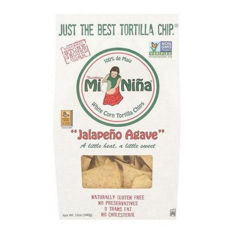 Mi Nina, Jalapeno Agave White Corn Tortilla Chips, 12 Oz(Case Of 9) Mi Nina