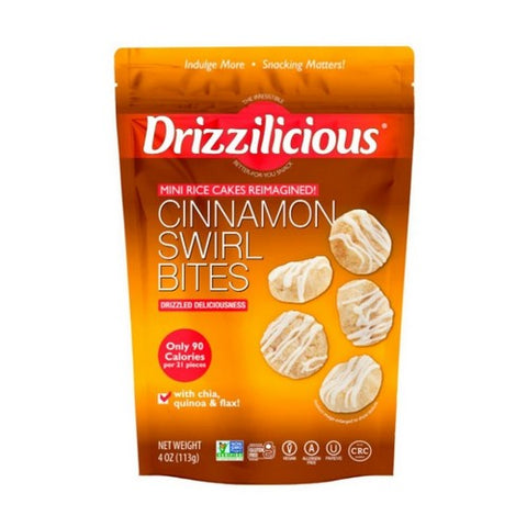 Drizzilicious, Mini Rice Crisp Cinnamon Swirl, 4 Oz(Case Of 6) Drizzilicious