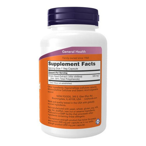 Now Foods, Grape Seed Extract, 500 mg, 90 VegCaps Now Foods